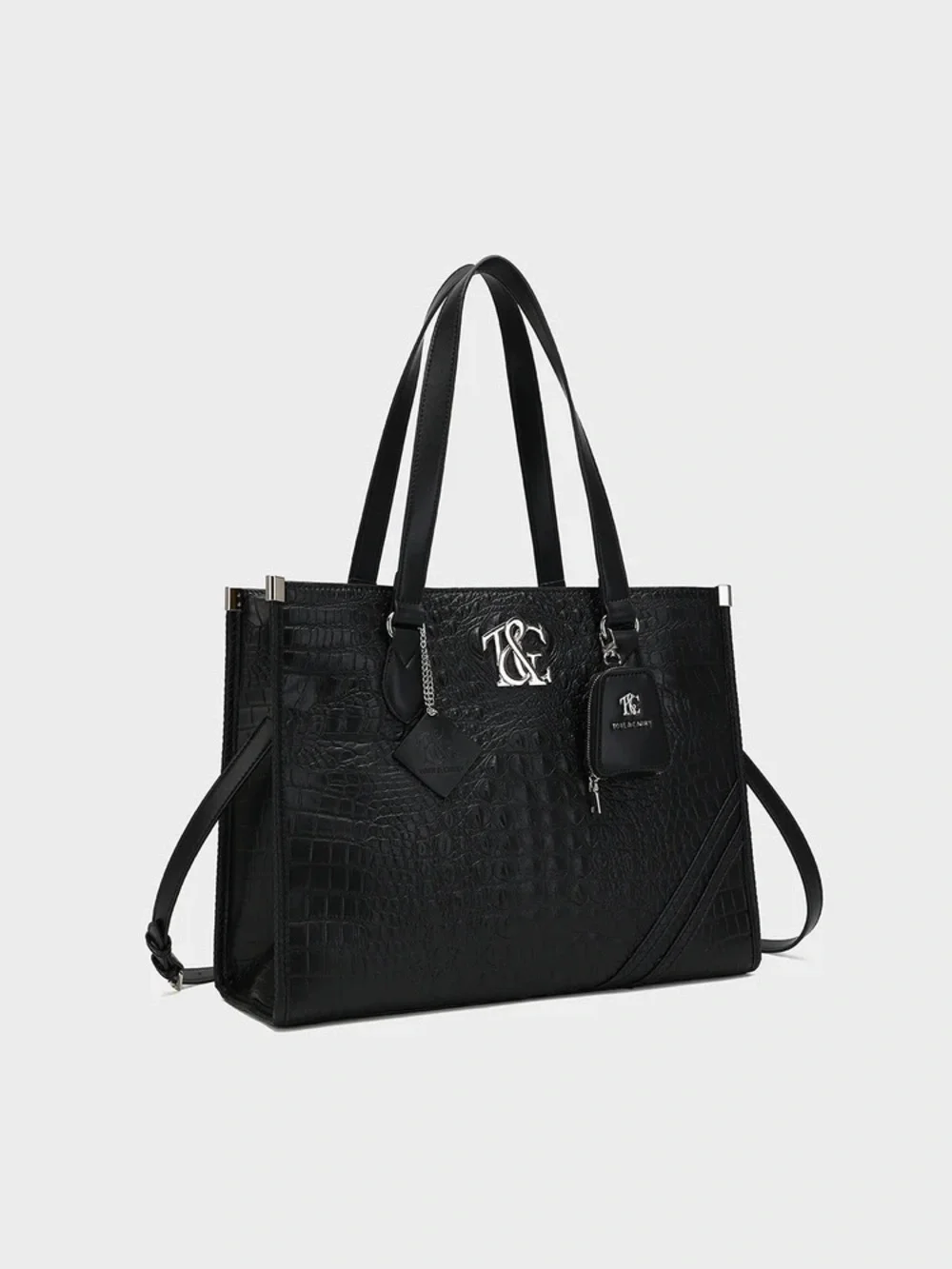 Tote&Carry Black City Bag Vegan Leather. Shoulder or Crossbody